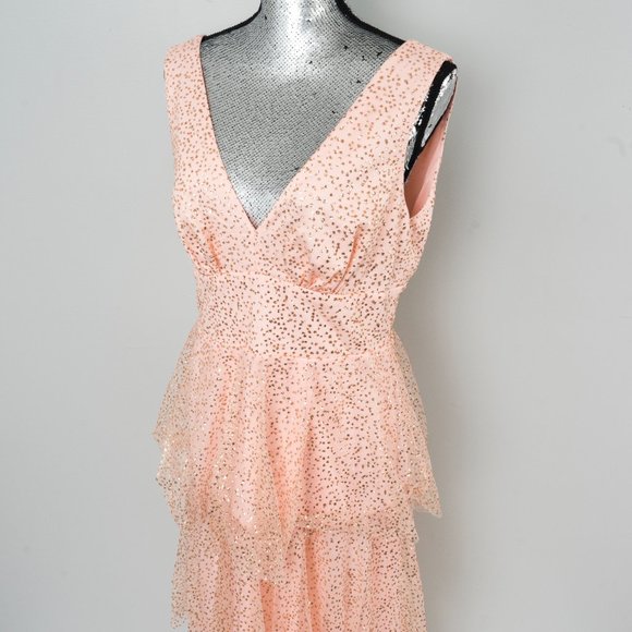 NWT Laundry by Shelli Segal Sequined Tiered   Gown - Picture 5 of 9